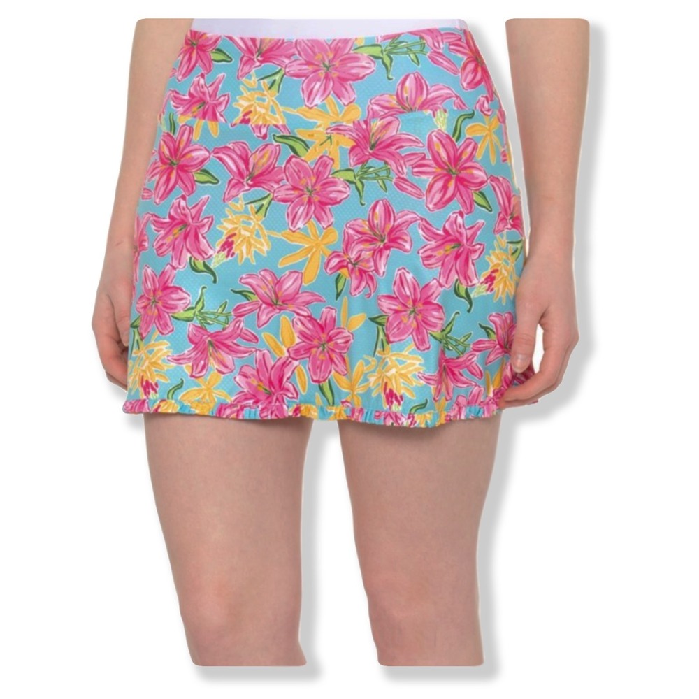 GOTTEX Golf Ruffle Skort -‎ NWT Womens Size XL Aqua Flower - #45924-N3